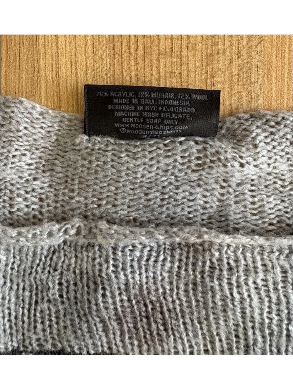 Wooden Ships Mohair Blend Skull Sweater Wmns S/M Gray Thrash Grunge 90s Y2K Boxy - Picture 8 of 8